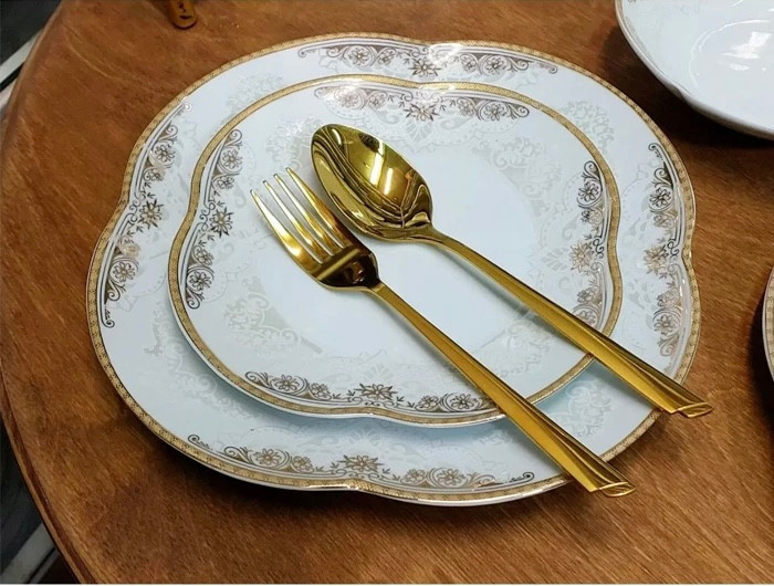 سرویس چینی پردیس طرح دانته طلایی ۱۰۴ پارچه ۱۲ نفره