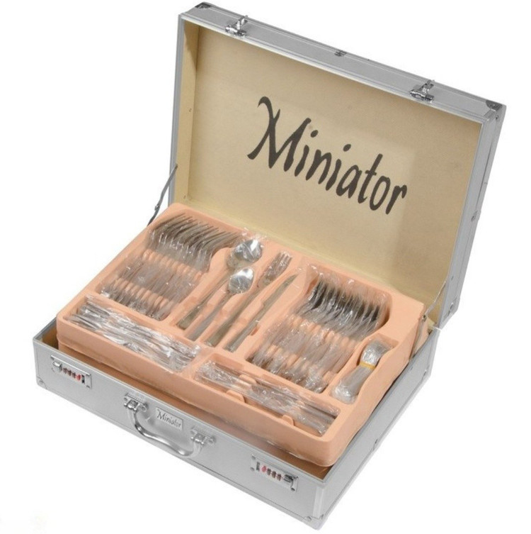 سرویس قاشق و چنگال ۱۲۸ پارچه ۲۴ نفره مینیاتور Miniator | مدل چمدانی