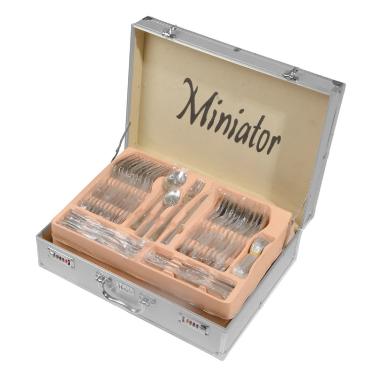 سرویس قاشق و چنگال ۲۴ نفره مدل ساده ۱۲۸ پارچه مینیاتور Miniator | ضخامت ۳ میل