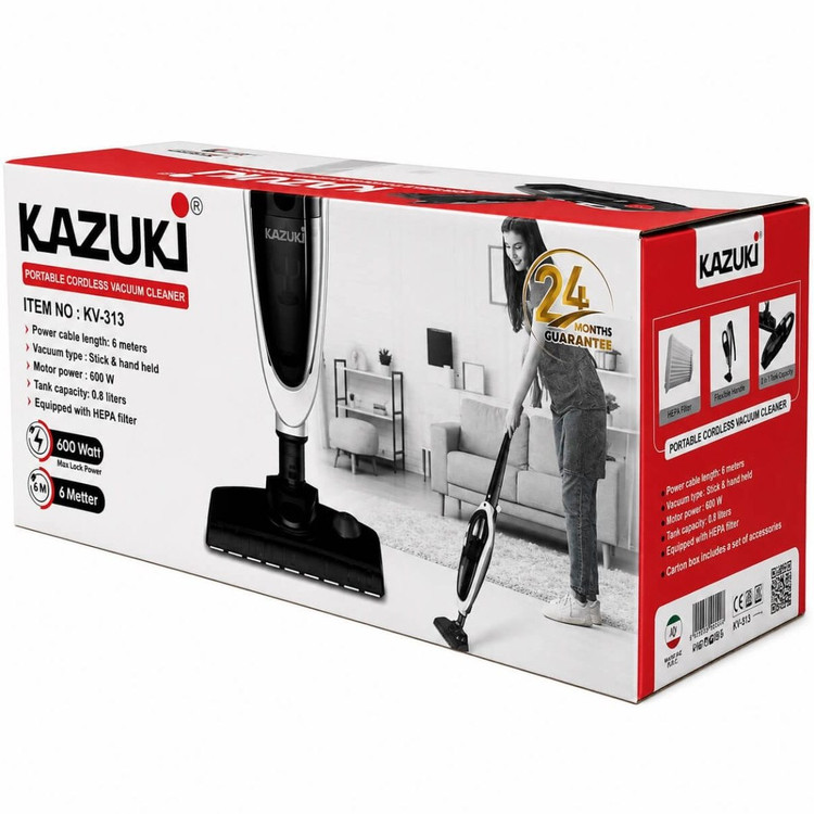 جارو پرتابل کازوکی مدل K-313 | و 600 وات، فیلتر HEPA، کابل ۶ متری